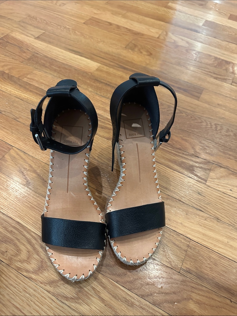 Dolce Vita Black Leather Ankle-Strap Sandals